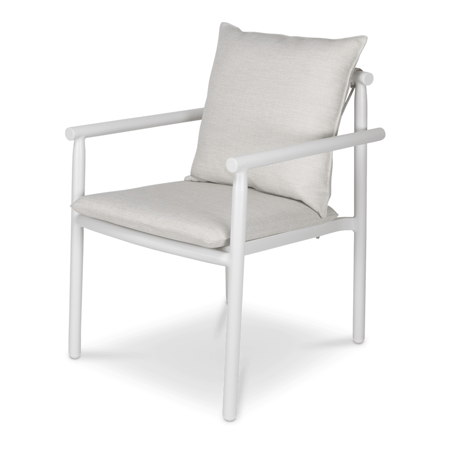 Havana Dining Chair in Arctic White with Dune Rope Inlay and Olefin Cushions