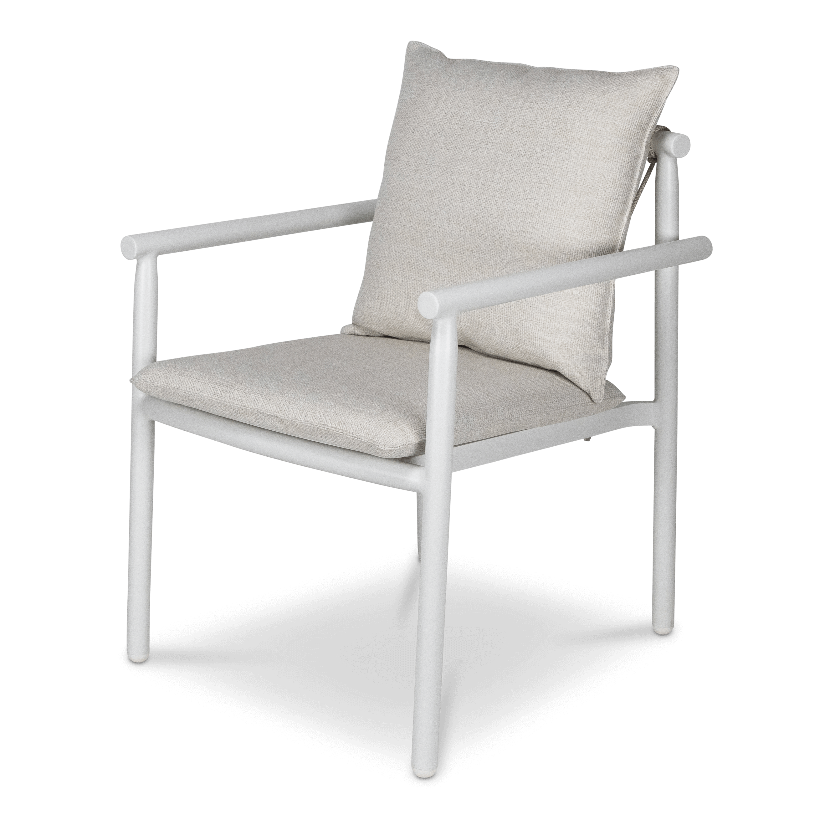 Havana Dining Chair in Arctic White with Dune Rope Inlay and Olefin Cushions