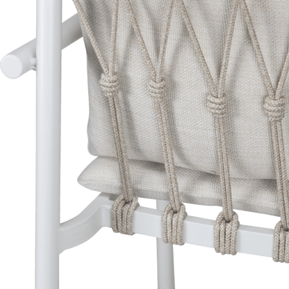 Havana Dining Chair in Arctic White with Dune Rope Inlay and Olefin Cushions