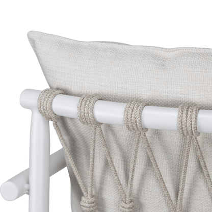 Havana Dining Chair in Arctic White with Dune Rope Inlay and Olefin Cushions