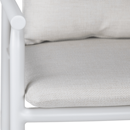 Havana Dining Chair in Arctic White with Dune Rope Inlay and Olefin Cushions