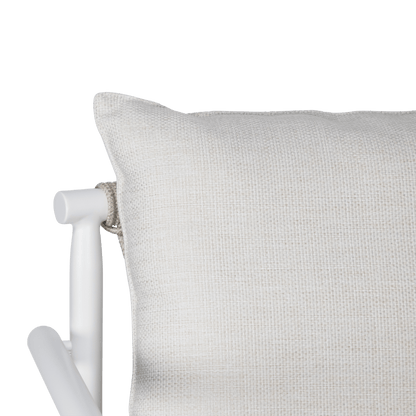 Havana Dining Chair in Arctic White with Dune Rope Inlay and Olefin Cushions