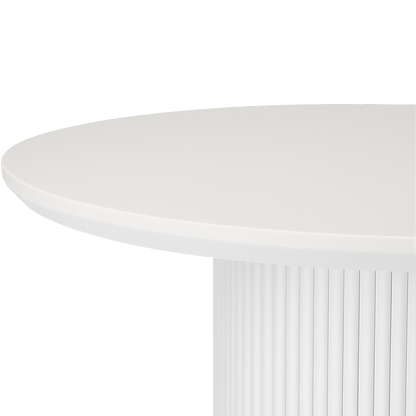 Sanctuary Round Dining Table with Fluted Base in Arctic White and Sintered Stone Top
