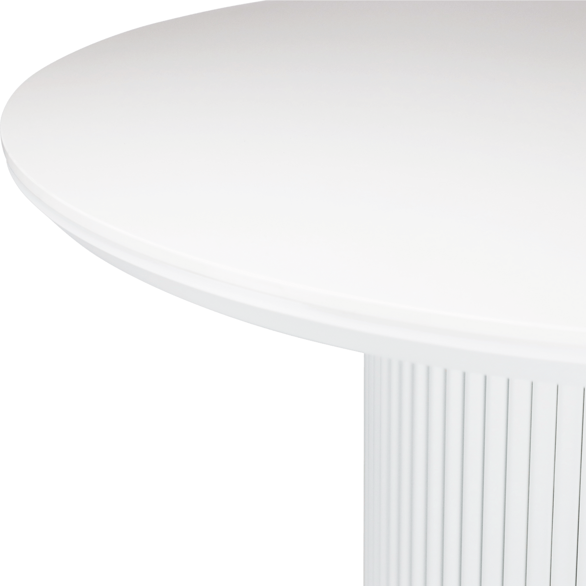 Sanctuary Round Dining Table with Fluted Base in Arctic White and Sintered Stone Top