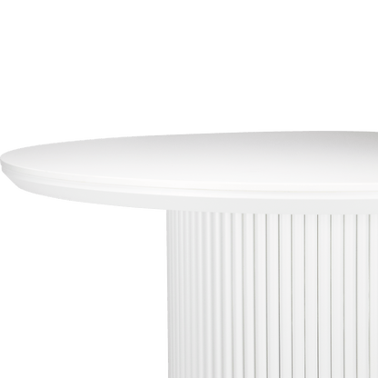 Sanctuary Round Dining Table with Fluted Base in Arctic White and Sintered Stone Top