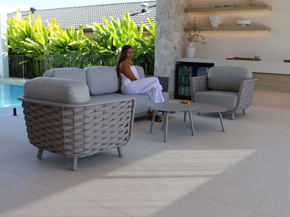 Allure 5pc Lounge Set in Fawn with Dune Spunpoly Cushions and Olefin Rope