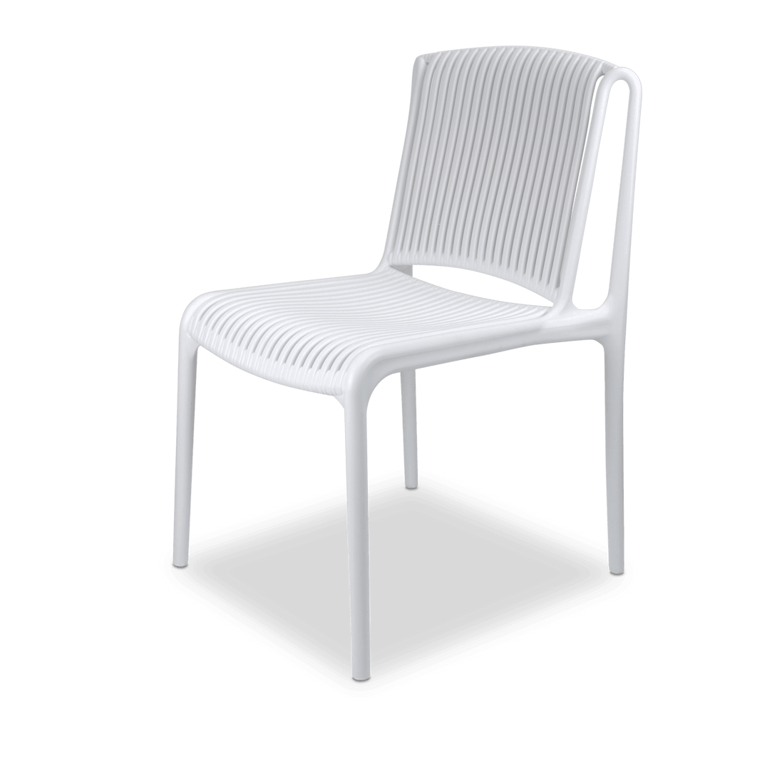 Bahamas Rectangle 7 Piece Outdoor Setting in Arctic White with UV Plastic Outdoor Chairs (PP)