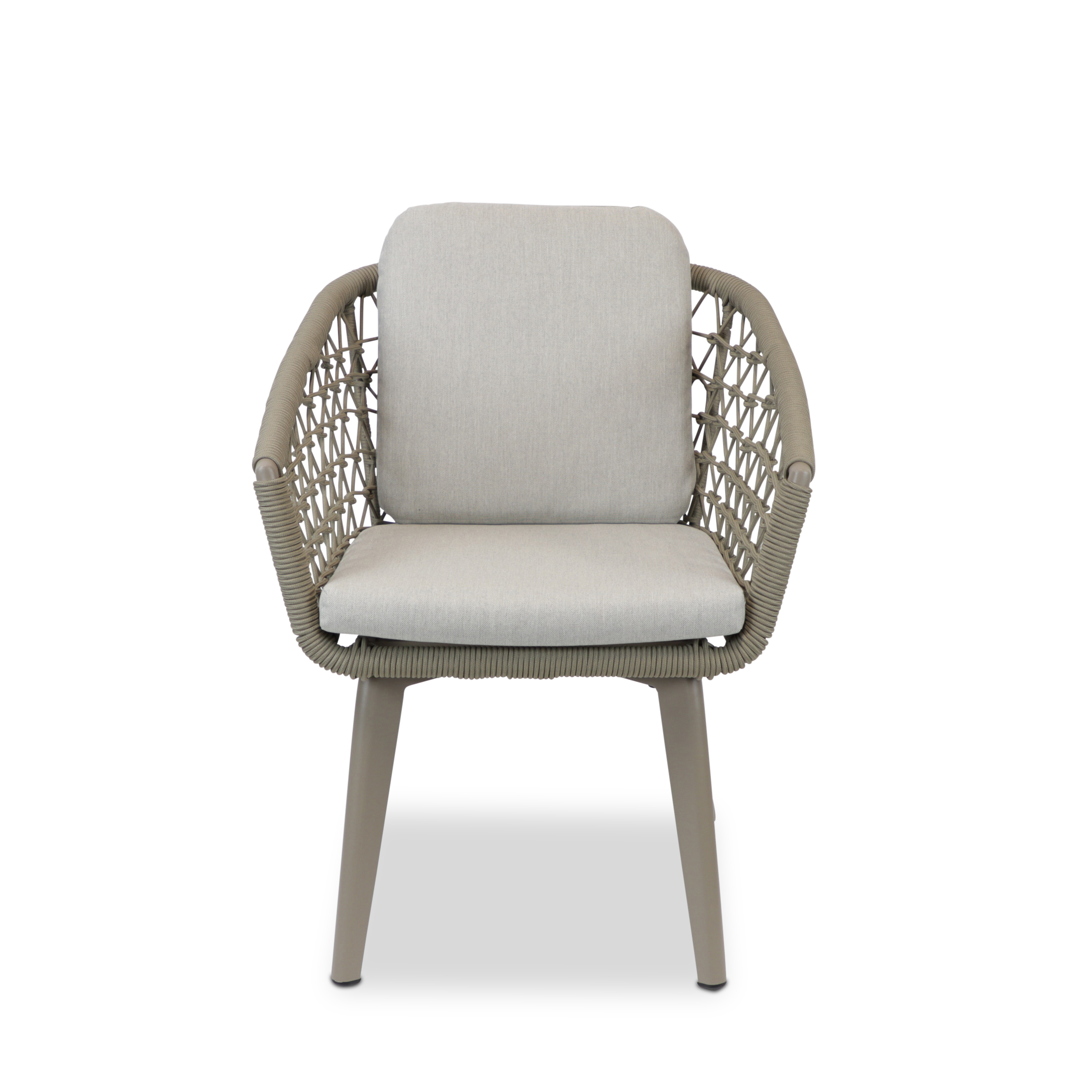Antigua Dining Chair in Taupe with Dune Cushions and Rope