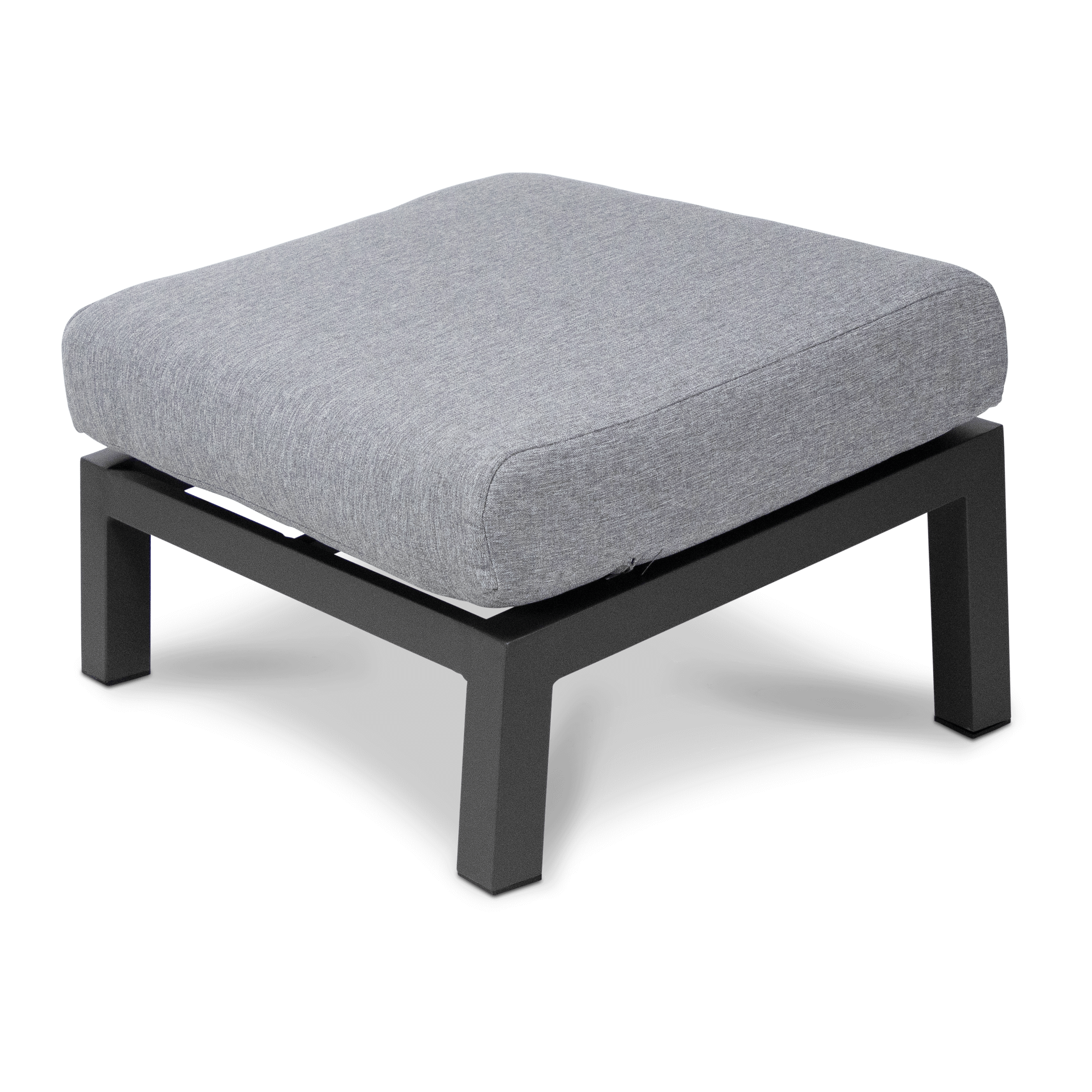 San Sebastian Foot Stool in Gunmetal with Platinum Olefin Cushions