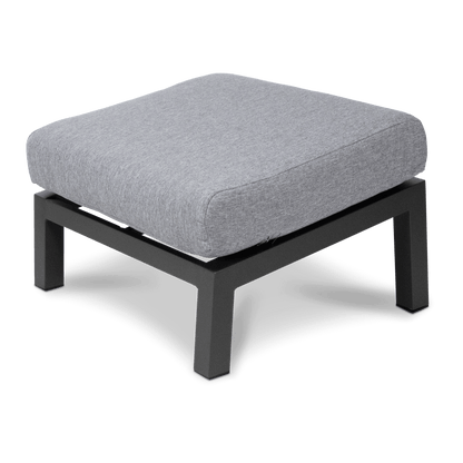 San Sebastian Foot Stool in Gunmetal with Platinum Olefin Cushions