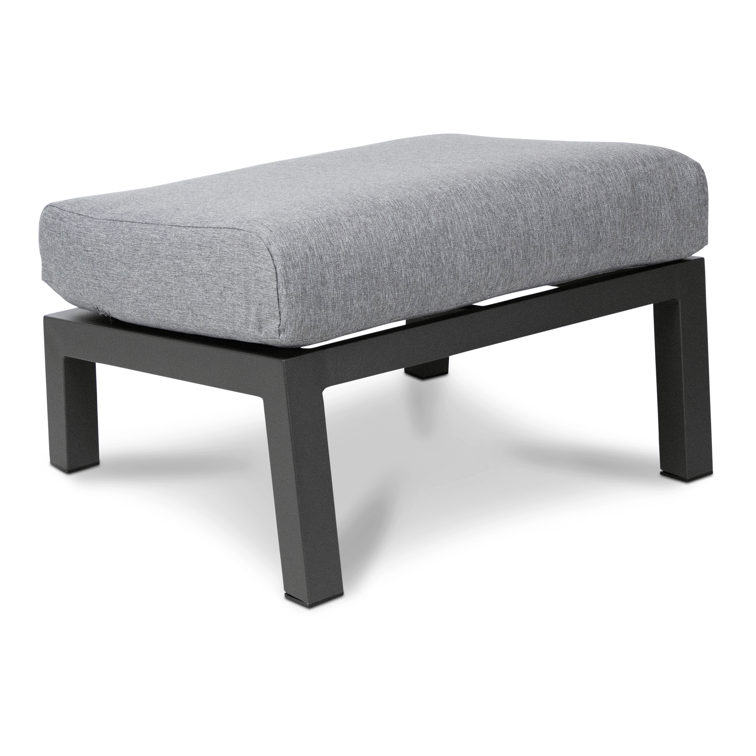 San Sebastian Foot Stool in Gunmetal with Platinum Olefin Cushions