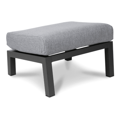 San Sebastian Foot Stool in Gunmetal with Platinum Olefin Cushions