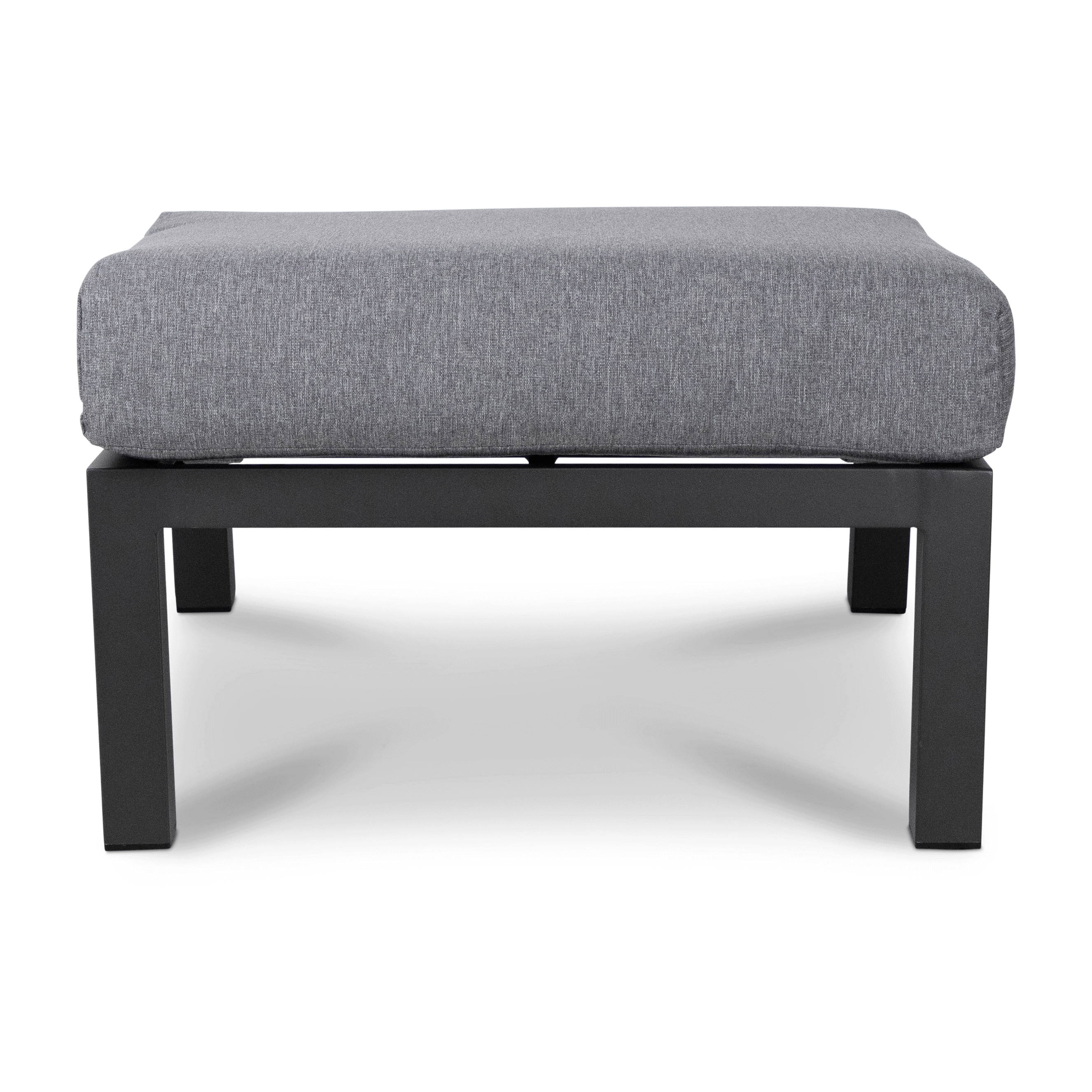 San Sebastian Foot Stool in Gunmetal with Platinum Olefin Cushions