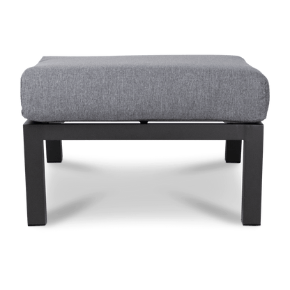 San Sebastian Foot Stool in Gunmetal with Platinum Olefin Cushions
