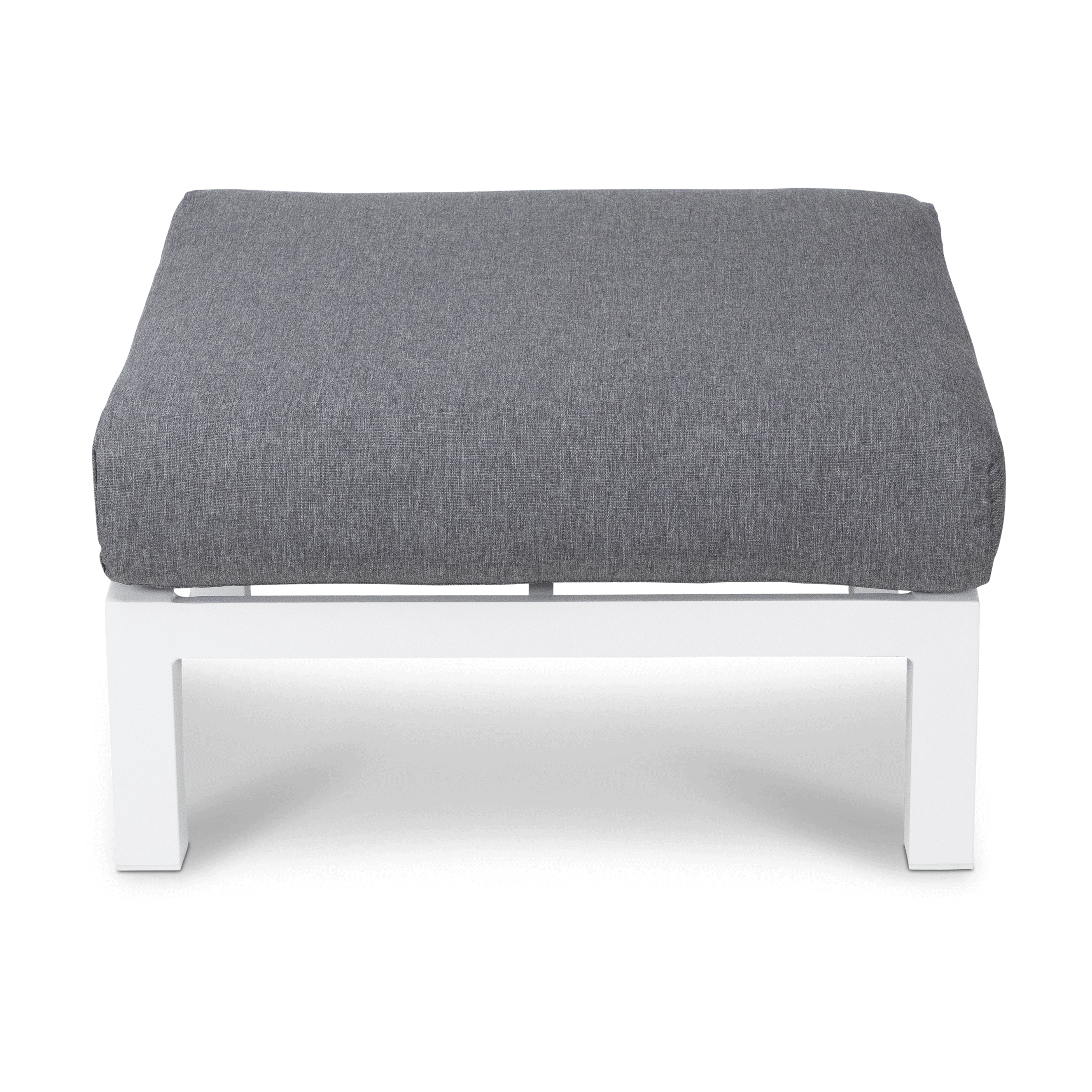 San Sebastian Foot Stool in Arctic White with Platinum Olefin Cushions