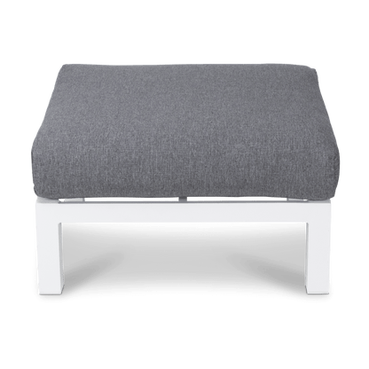 San Sebastian Foot Stool in Arctic White with Platinum Olefin Cushions