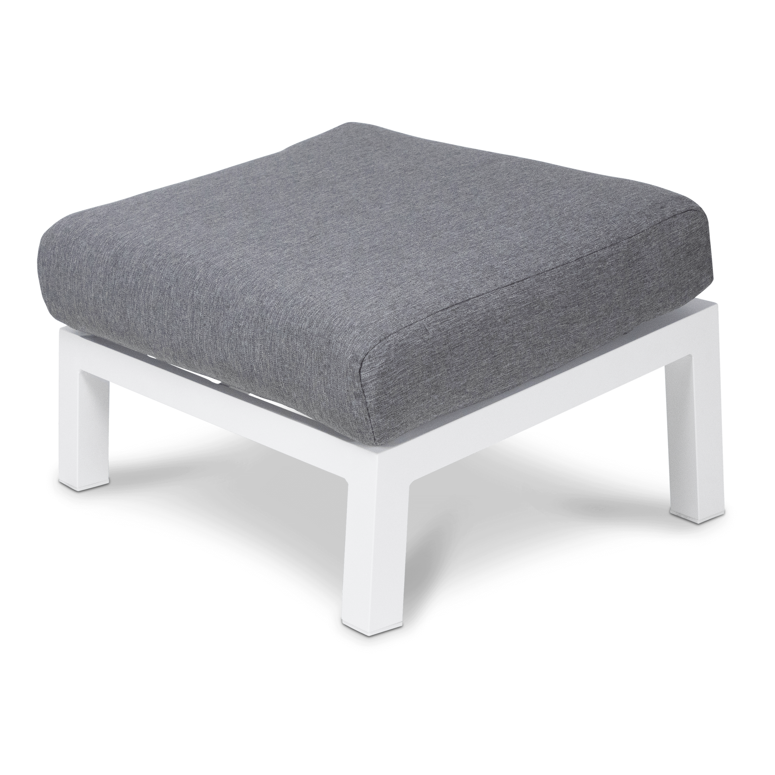San Sebastian Foot Stool in Arctic White with Platinum Olefin Cushions