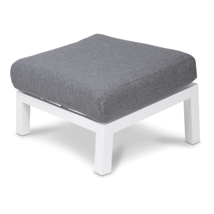 San Sebastian Foot Stool in Arctic White with Platinum Olefin Cushions