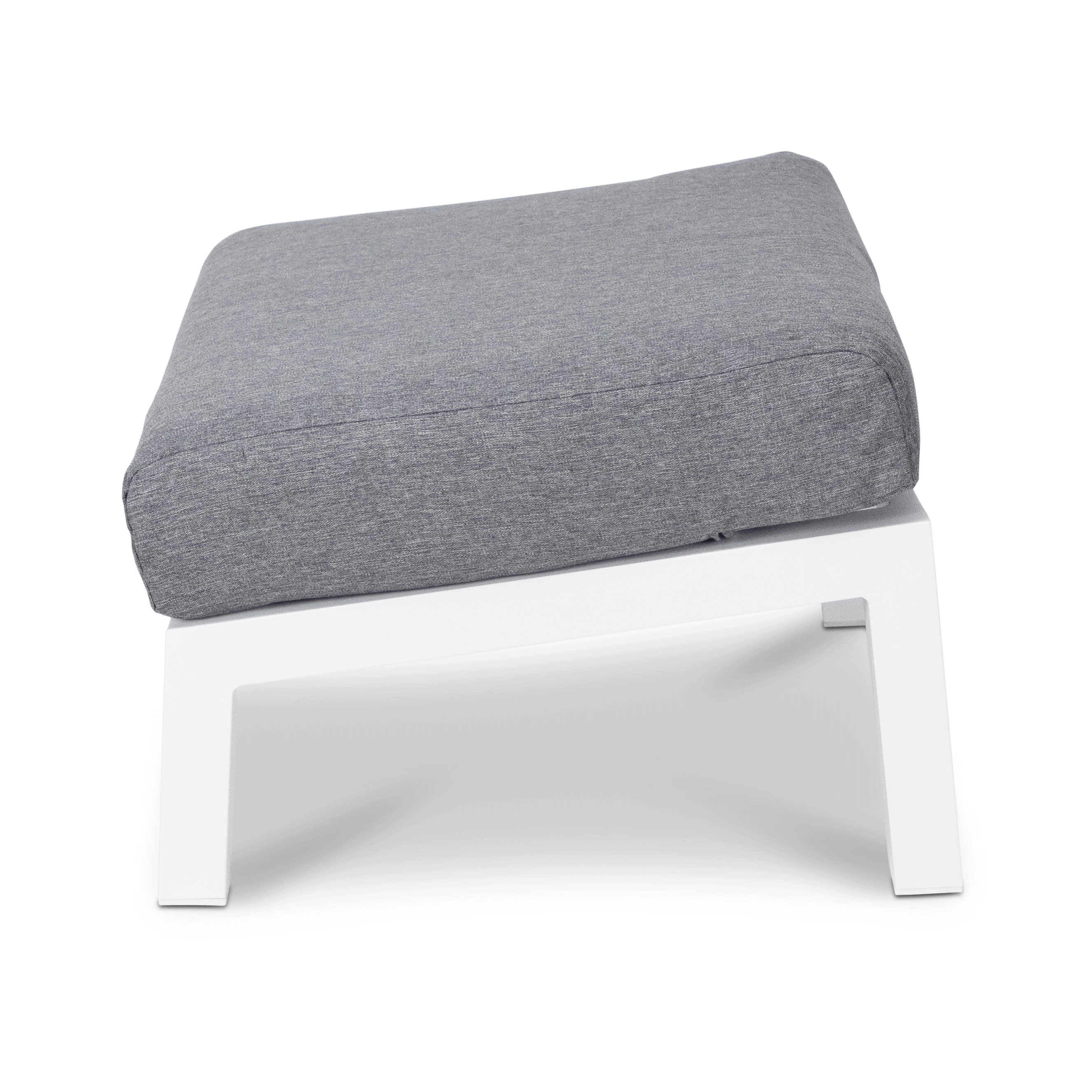 San Sebastian Foot Stool in Arctic White with Platinum Olefin Cushions