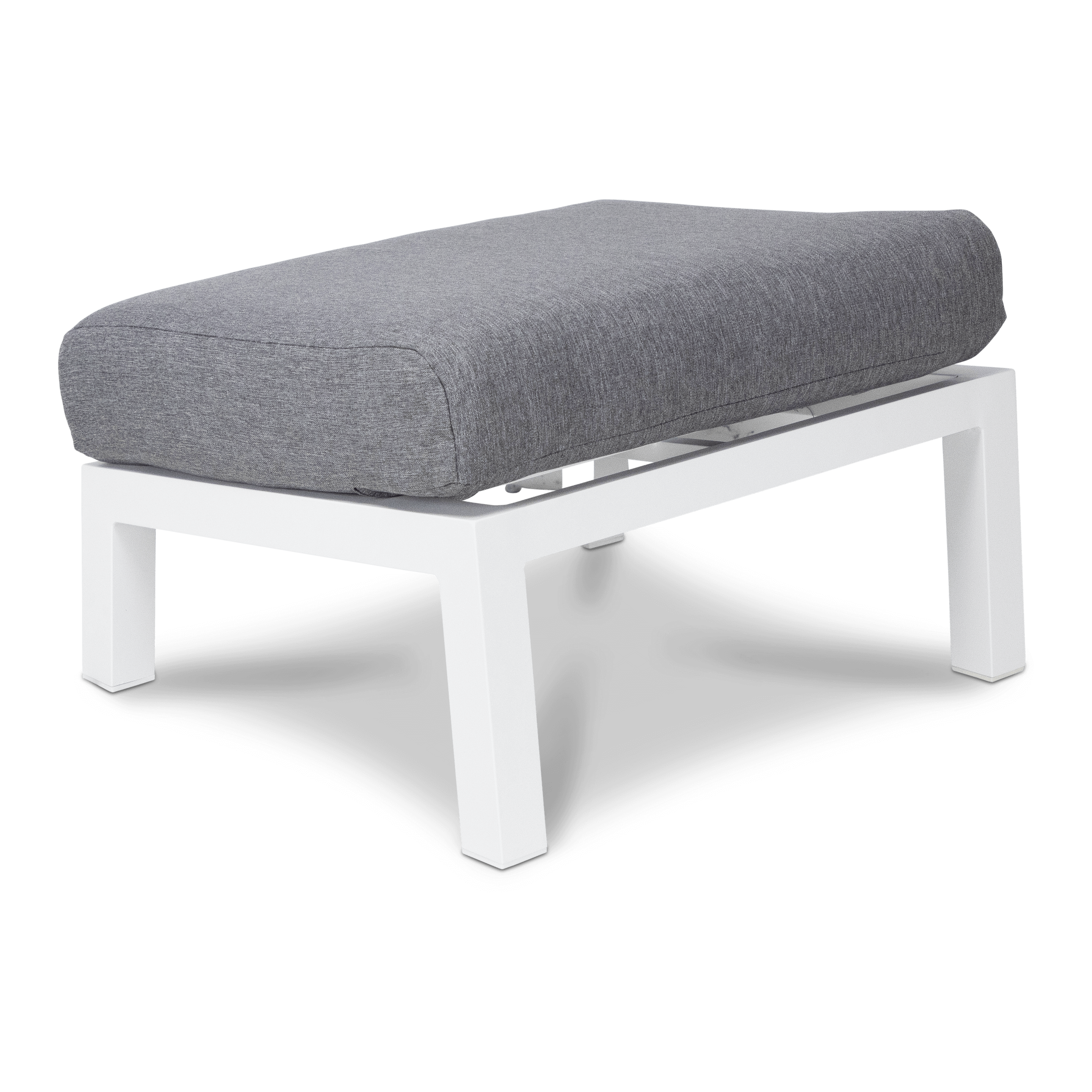 San Sebastian Foot Stool in Arctic White with Platinum Olefin Cushions