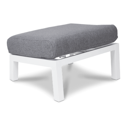 San Sebastian Foot Stool in Arctic White with Platinum Olefin Cushions