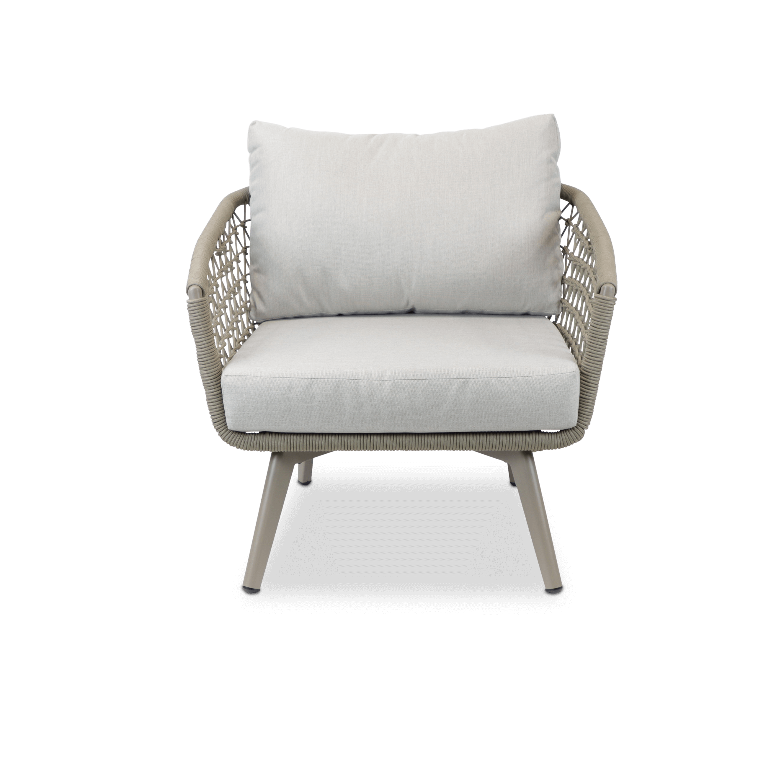 Antigua 3pc Occasional Set in Taupe with Dune Olefin Cushions and Rope
