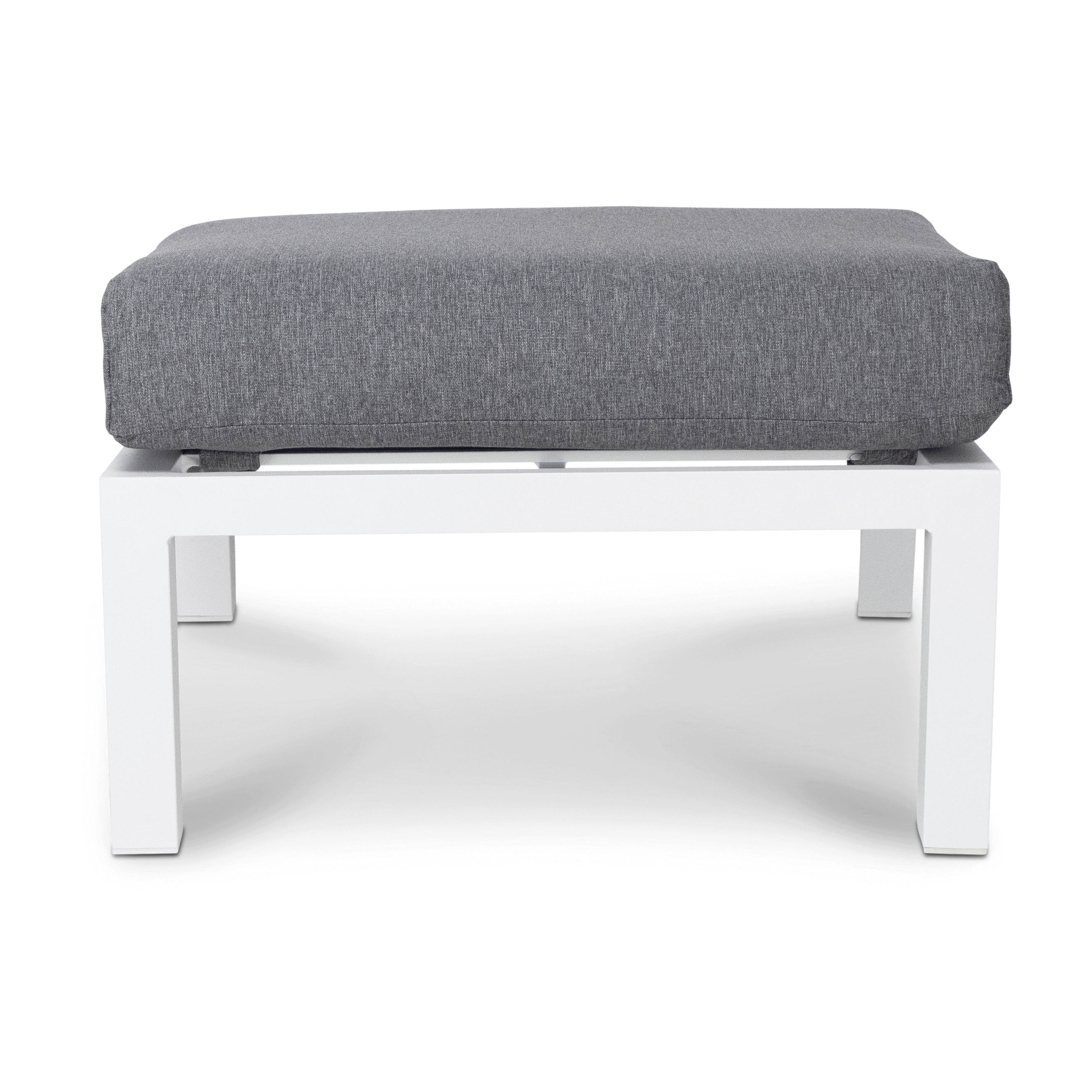 San Sebastian Foot Stool in Arctic White with Platinum Olefin Cushions