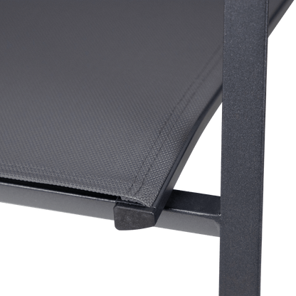 Providence Dining Chair in Gunmetal Aluminium and Texteline and Teak Arm