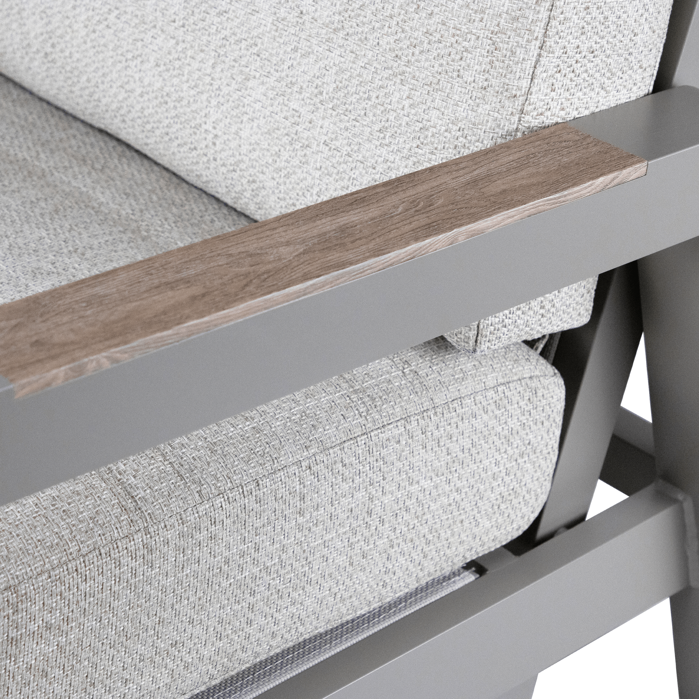 Atlanta 3pc Occasional Set with recline function in Taupe with Latte Spun Polyester Cushions and Polywood Accent