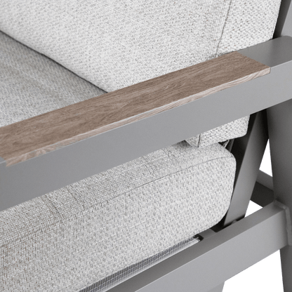Atlanta 3pc Occasional Set with recline function in Taupe with Latte Spun Polyester Cushions and Polywood Accent