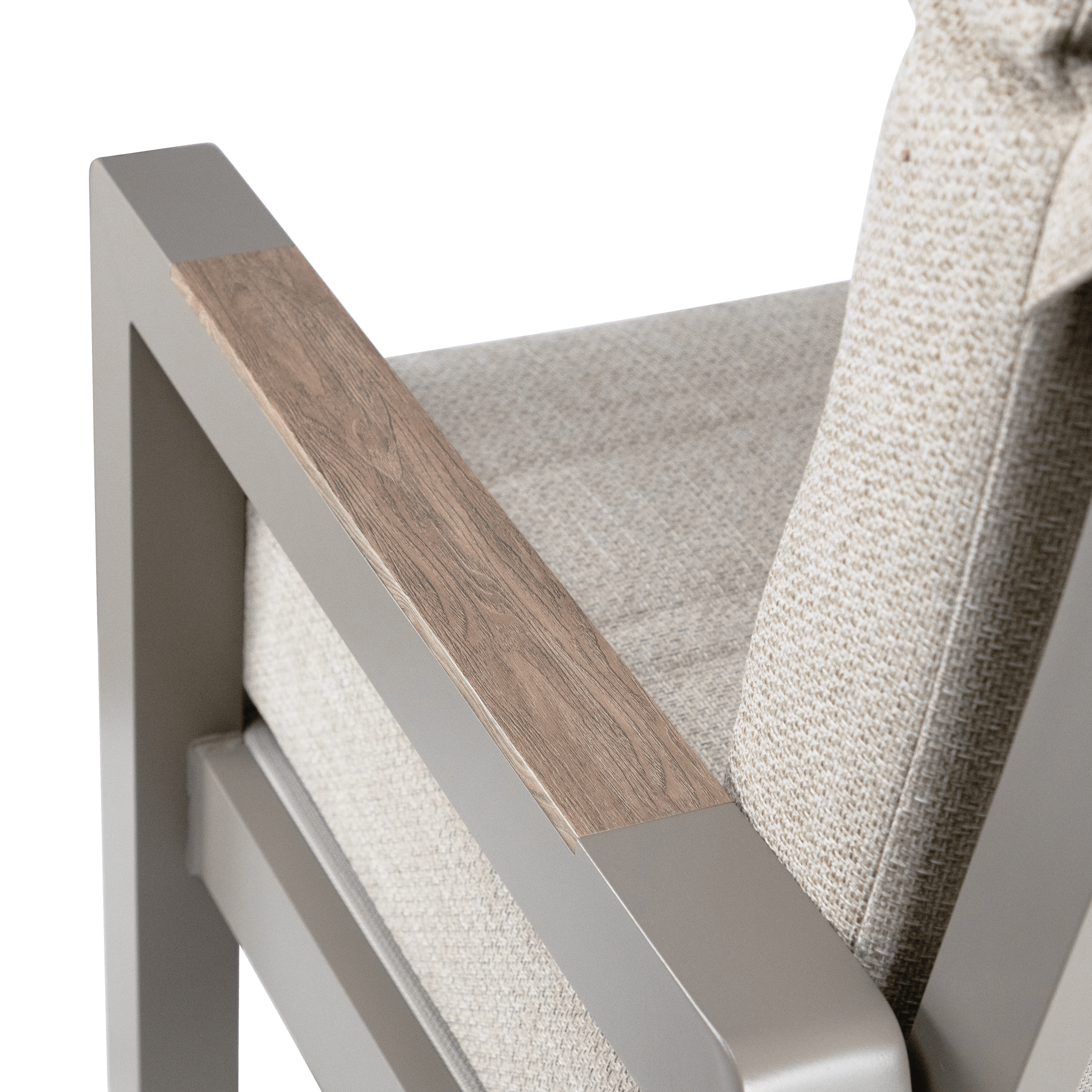 Atlanta 3pc Occasional Set with recline function in Taupe with Latte Spun Polyester Cushions and Polywood Accent