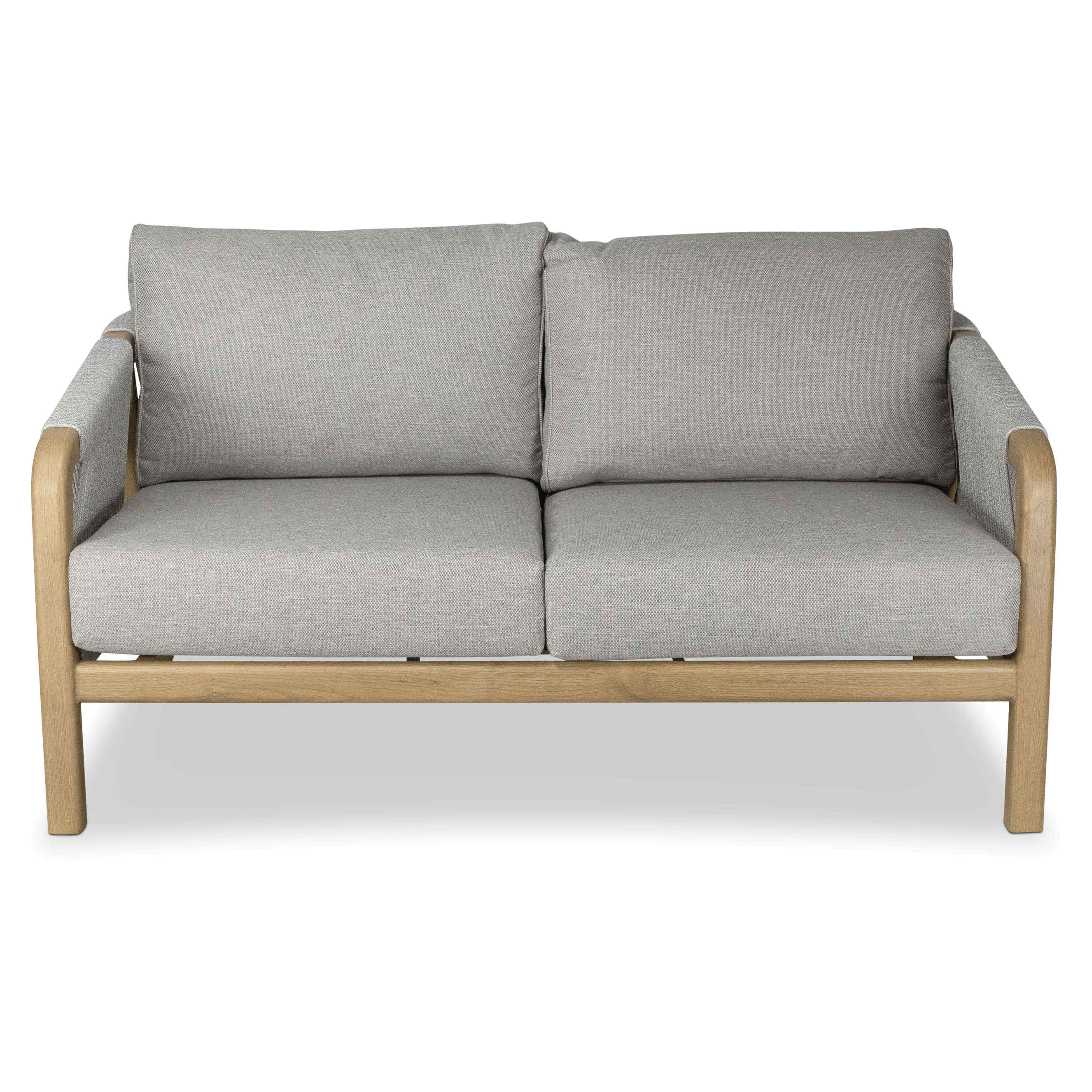 Daintree 2 Seater with Pebble Olefin Rope, Pebble Olefin Cushions and Teak Look Aluminium Frame