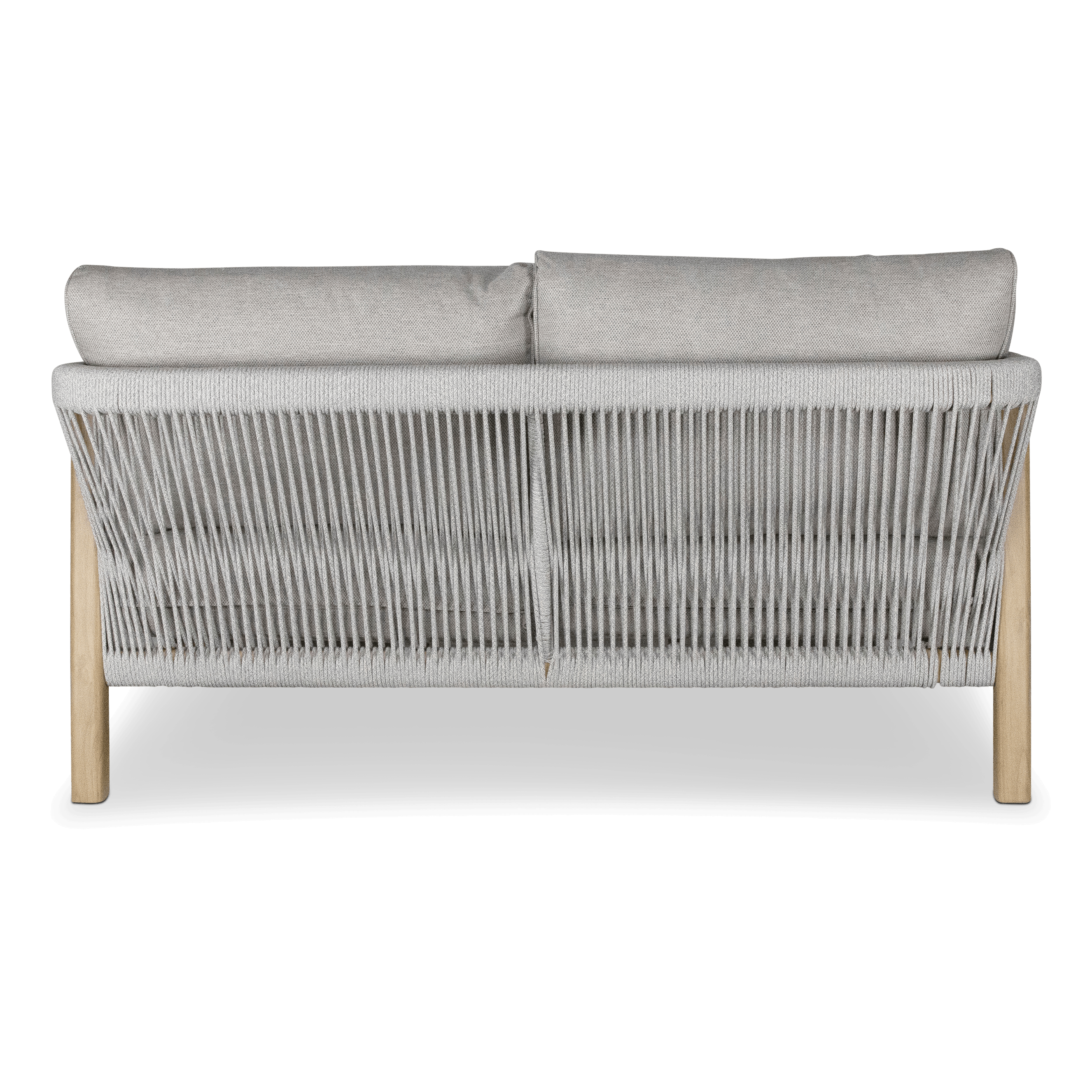 Daintree 2 Seater with Pebble Olefin Rope, Pebble Olefin Cushions and Teak Look Aluminium Frame