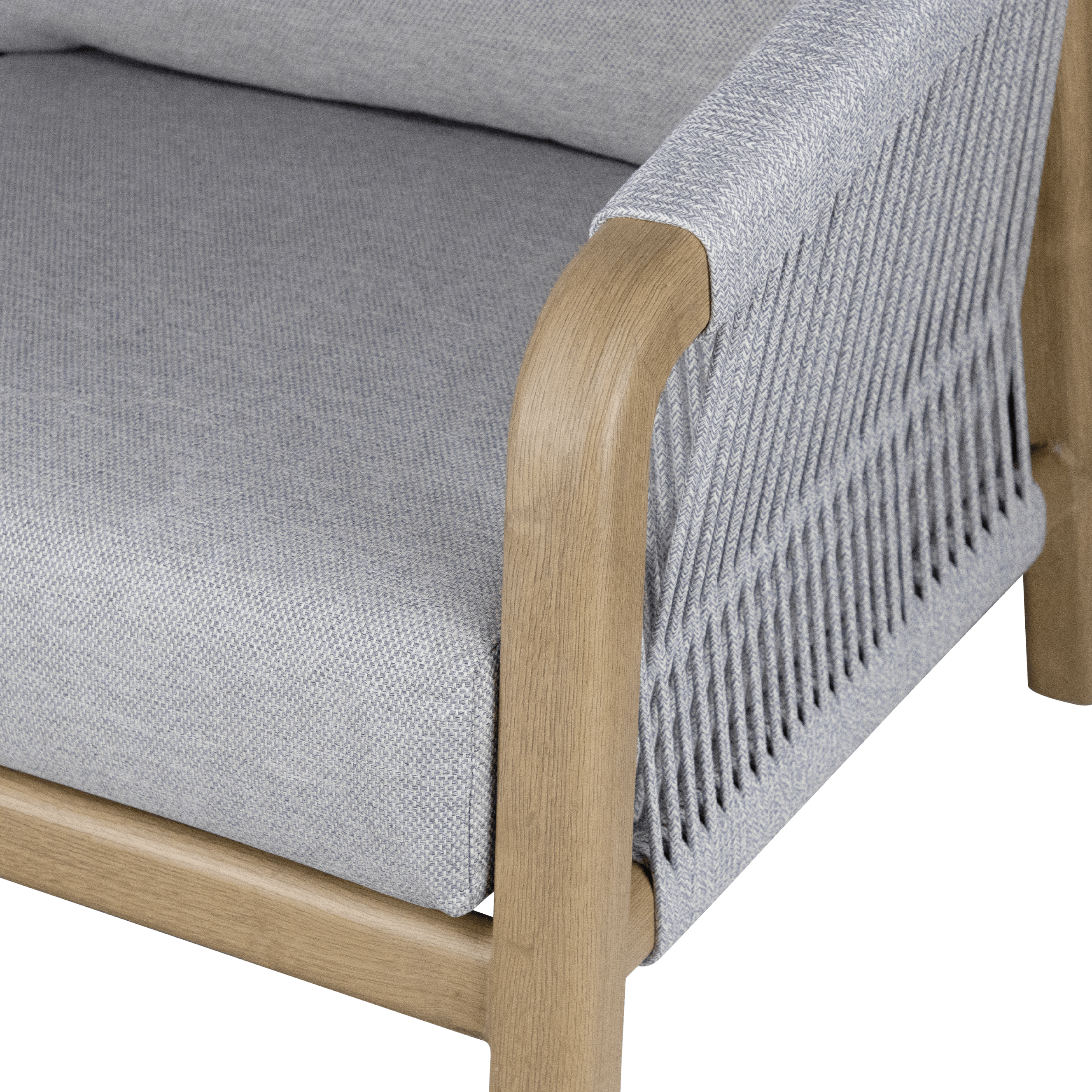 Daintree 3pc Occasional Set with Pebble Olefin Rope, Pebble Olefin Cushions and Teak Look Aluminium Frame