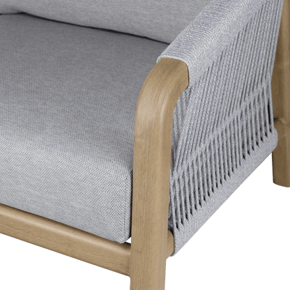 Daintree 3pc Occasional Set with Pebble Olefin Rope, Pebble Olefin Cushions and Teak Look Aluminium Frame