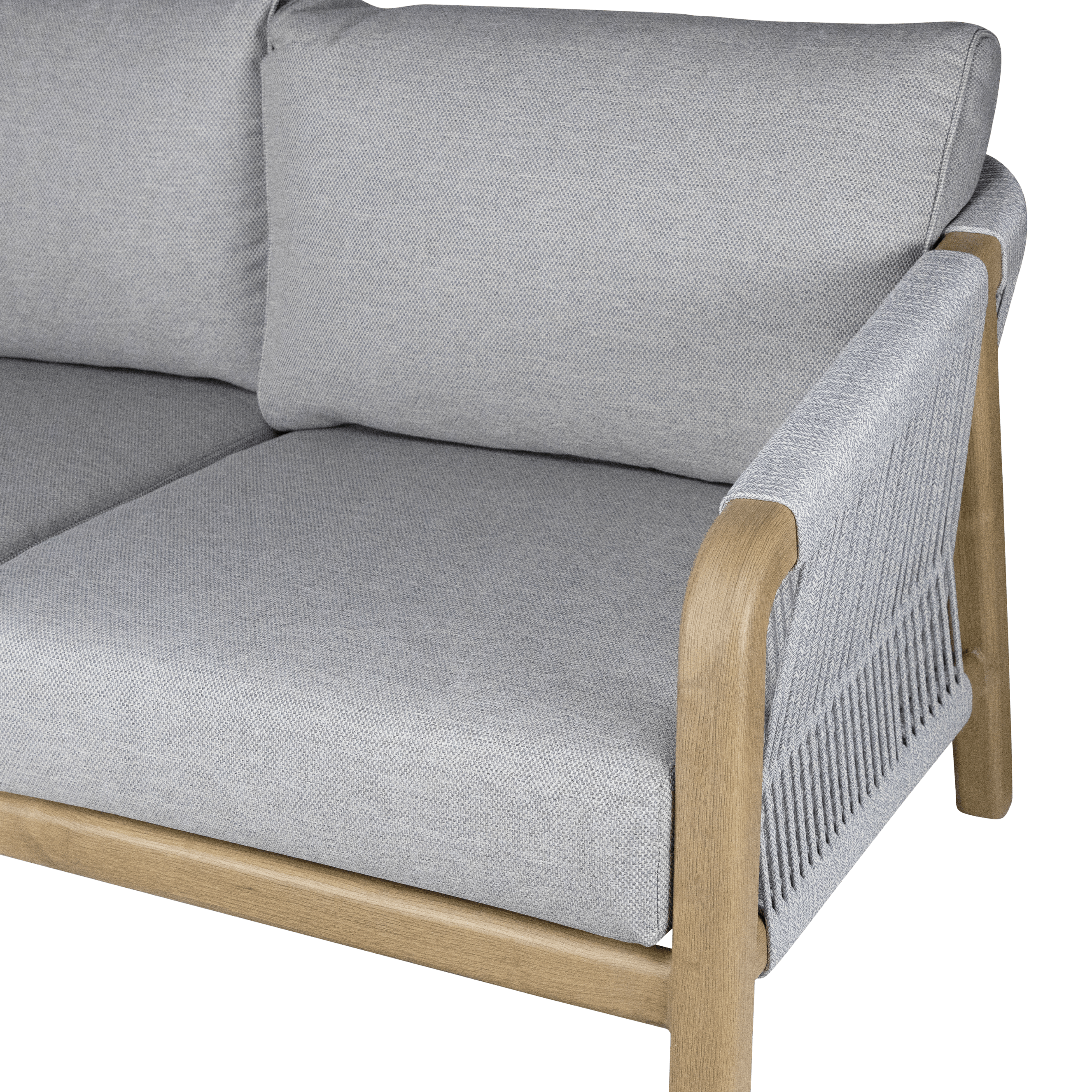 Daintree 5 piece Lounge Set with Pebble Olefin Rope, Pebble Olefin Cushions and Teak Look Aluminium Frame