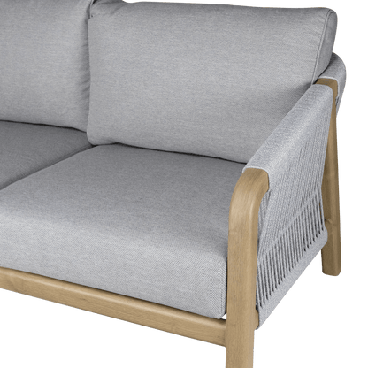 Daintree 5 piece Lounge Set with Pebble Olefin Rope, Pebble Olefin Cushions and Teak Look Aluminium Frame