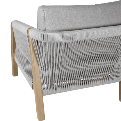 Daintree 3pc Occasional Set with Pebble Olefin Rope, Pebble Olefin Cushions and Teak Look Aluminium Frame
