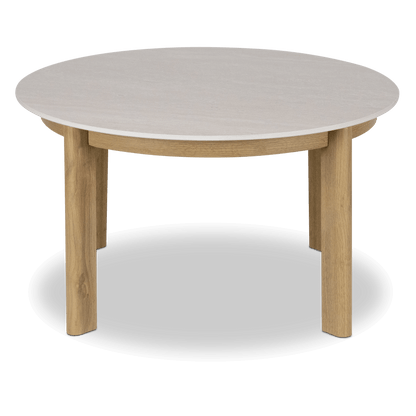 Daintree Side Table with Sintered Stone Top and Teak Look Aluminium Frame