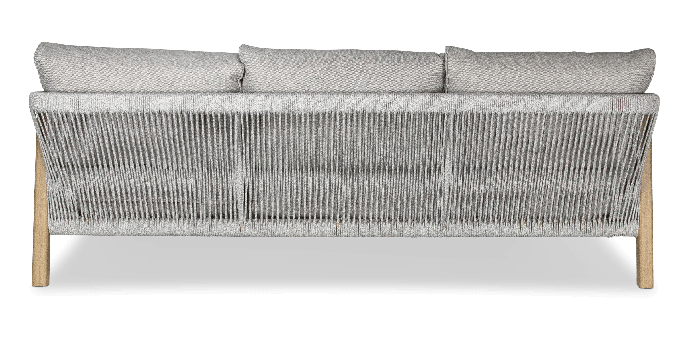 Daintree 3 Seater with Pebble Olefin Rope, Pebble Olefin Cushions and Teak Look Aluminium Frame