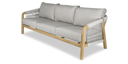 Daintree 3 Seater with Pebble Olefin Rope, Pebble Olefin Cushions and Teak Look Aluminium Frame