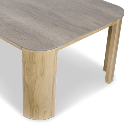 Eclipse 3 Seater with 2 x Armchair and Coffee Table in Sofe Beige Olefin Cushions and Teak Finish Aluminium Frame
