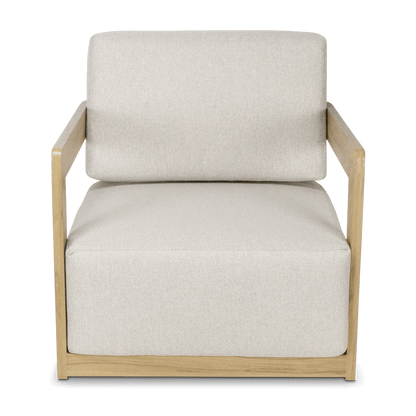 Eclipse Armchair in Soft Beige Olefin Cushions and Teak Finish Aluminium Frame