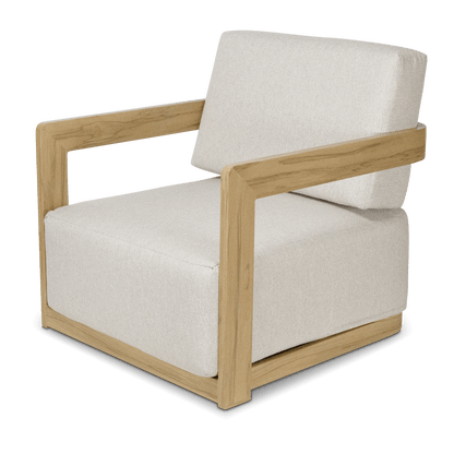 Eclipse Armchair in Soft Beige Olefin Cushions and Teak Finish Aluminium Frame