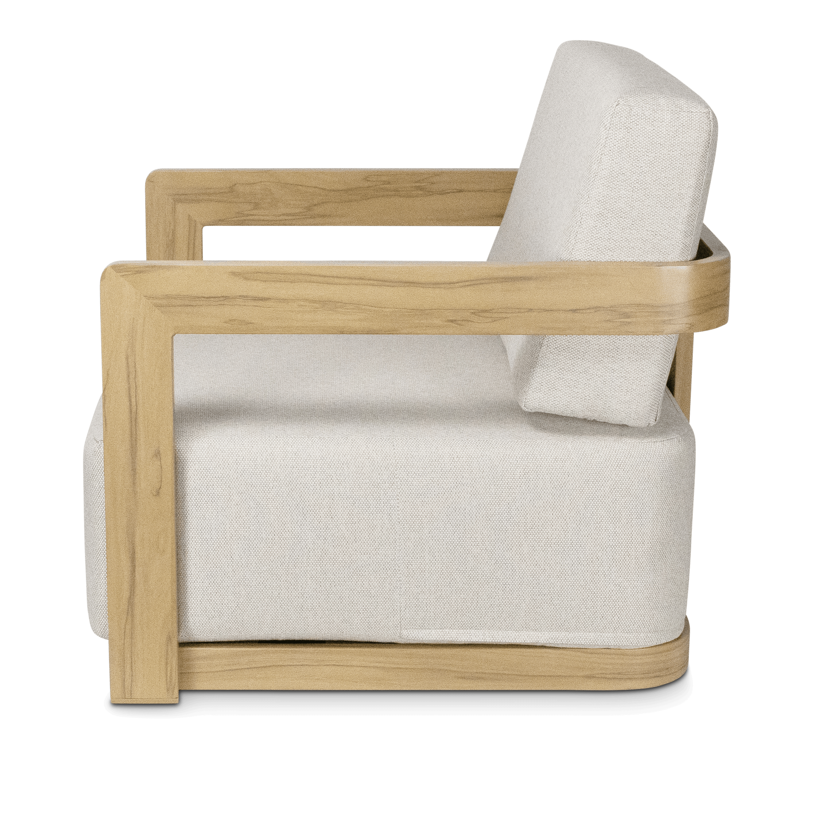 Eclipse 4pc Lounge Set in Sofe Beige Olefin Cushions and Teak Finish Aluminium Frame