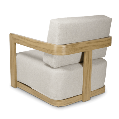 Eclipse Armchair in Soft Beige Olefin Cushions and Teak Finish Aluminium Frame