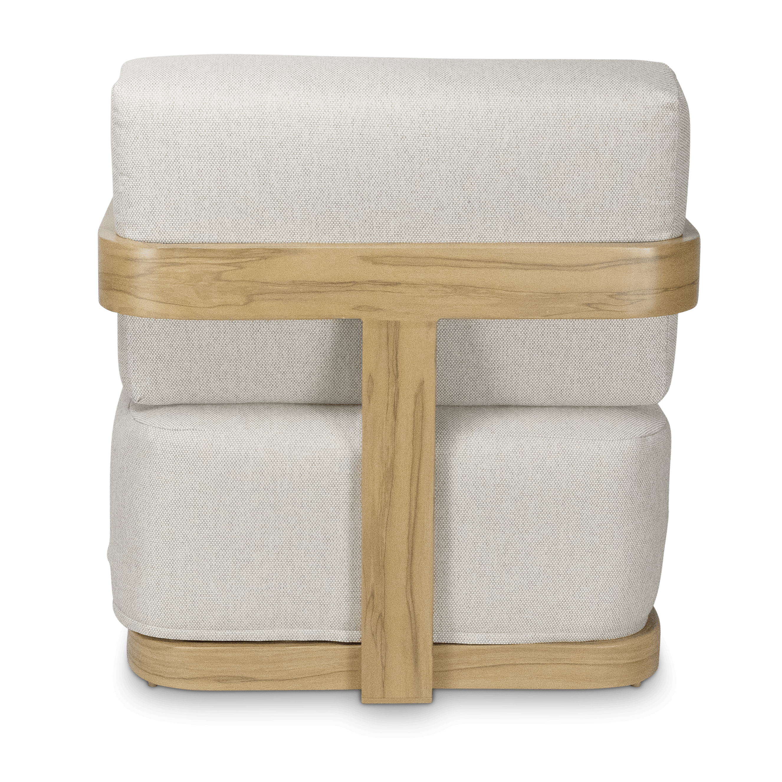 Eclipse Armchair in Soft Beige Olefin Cushions and Teak Finish Aluminium Frame