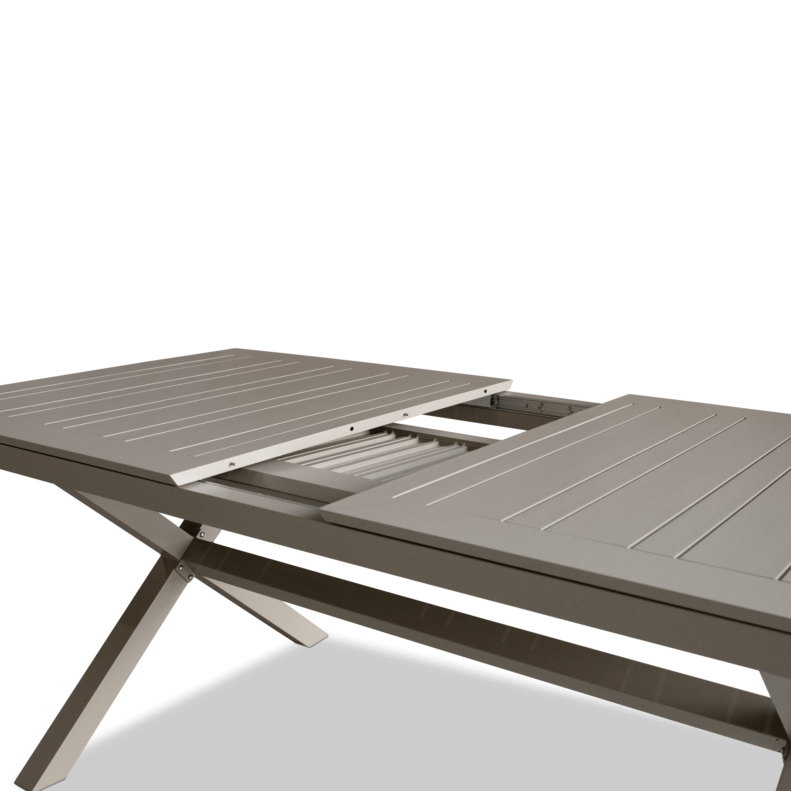 Caribbean Outdoor Extension Dining Table in Taupe Aluminium