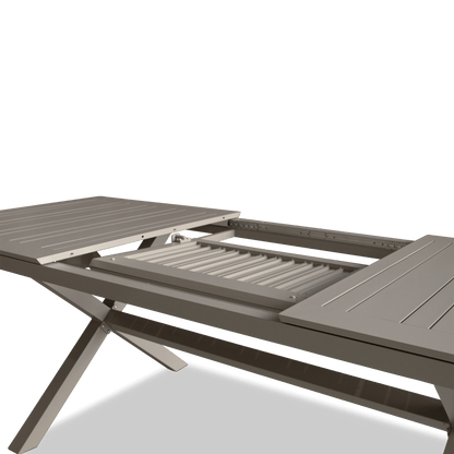 Caribbean Outdoor Extension Dining Table in Taupe Aluminium