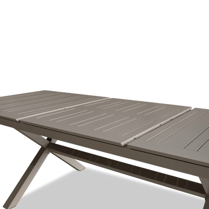 Caribbean Outdoor Extension Dining Table in Taupe Aluminium